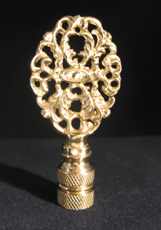 Finial:  Brass Lacy Oval. 2 1/2" overall