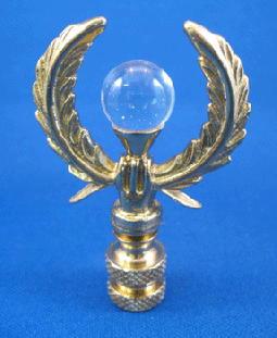 Finial: Wreath with a Clear Glass Ball. 2 1/2" overall