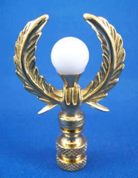 Finial: Wreath with White Glass Ball. 2 1/2" overall