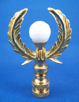 Finial: Wreath with White Glass Ball. 2 1/2" overall
