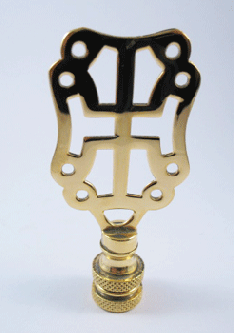 Finial:  Brass  Asian Symbol. 3" overall