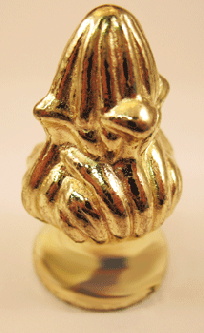 Finial: Small Brass Plated Bud Knob. 1 1/2" overall