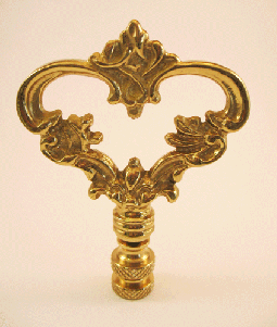 Finial:  Ornate Med. Brass Loop. 3 1/4" overall
