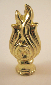 Finial:  Brass Plated Metal Flame Knob. 2 1/8 overall