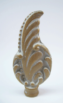 Finial:  Symbolic Feather. 3 1/4" overall