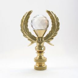 Lamp Finial Wreath in Hand Clear Crystal