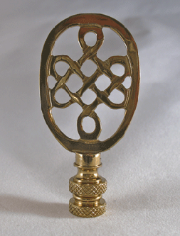 Finial:  Antiqued Brass Life Knot.  3" overall
