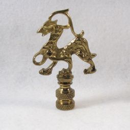 Lamp Finial, Antiqued Brass Dragon/Griffin