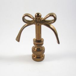 Lamp Finial Antiqued Brass Bow Ribbon