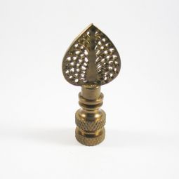 Lamp Finial Small Lacy Point Antiqued Brass