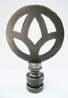 Finial:  Asian Pewter Round Peace Sign. 2 1/2" overall