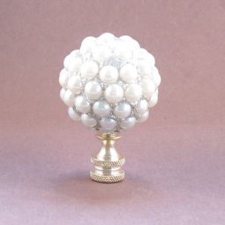 Lamp Finial White Pearl and Glitter Ball