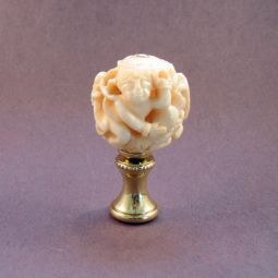 Lamp Finial Off White Bone Carved Character Bead