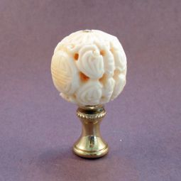 Lamp Finial Bleached Bone Carved Sphere