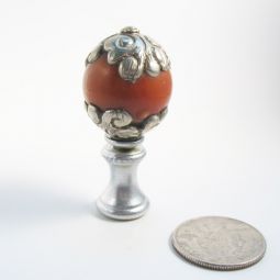 Lamp Finial Silver and Amber Ball