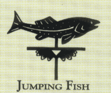 Jumping Fish Weathervane Finial (verdigris) green finish 4"x4"