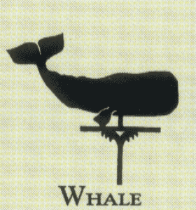 Whale Weathervane Finial (verdigris) green finish 4"x4"